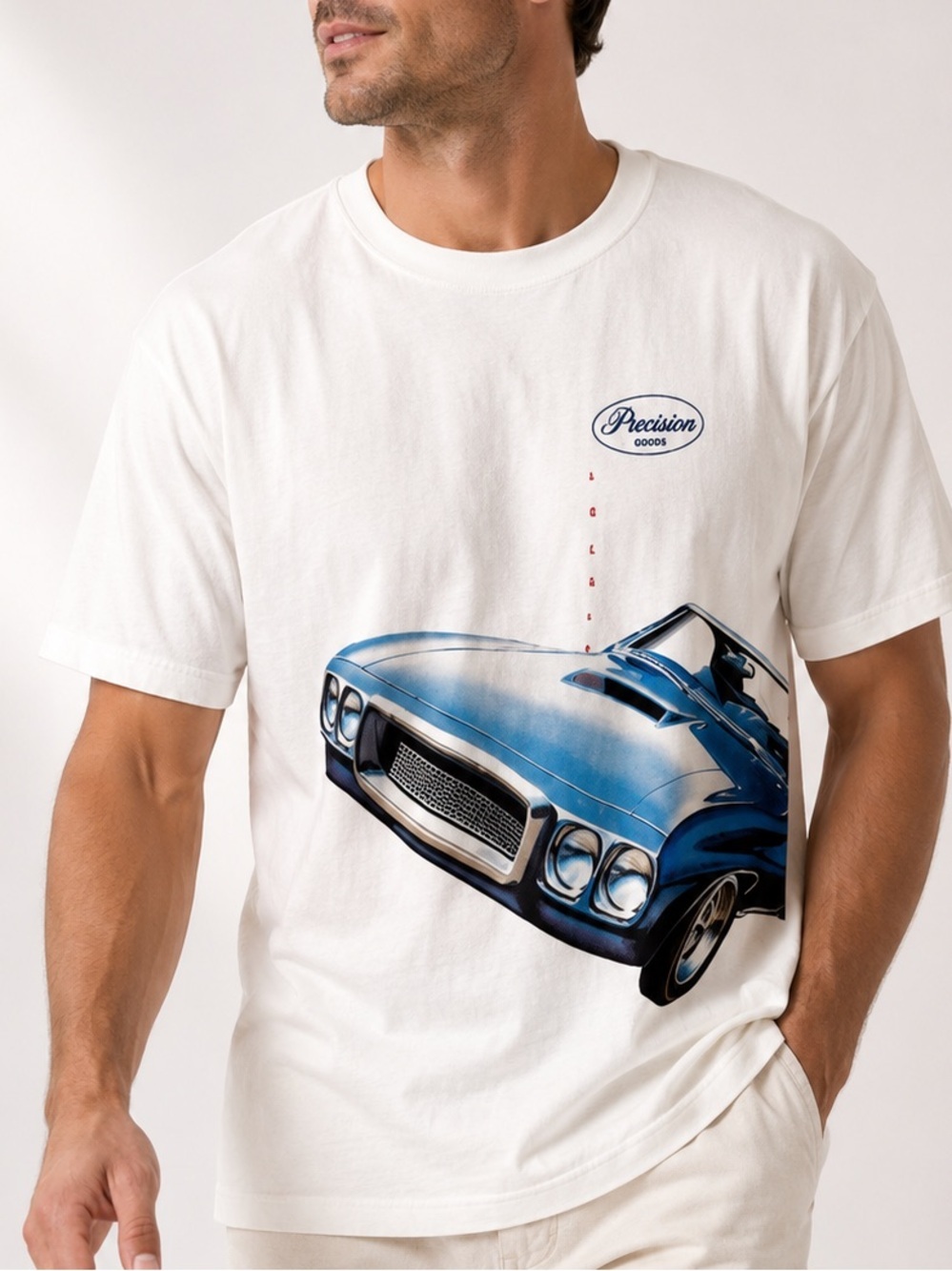OLD NAVY NWT Precision Goods Muscle Car Mens Graphic Tee White Sz Large